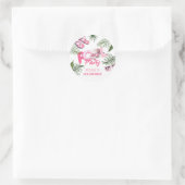 Roze Verjaardagsfeestje met Meisje in het Zwart-Wi Ronde Sticker (Tas)