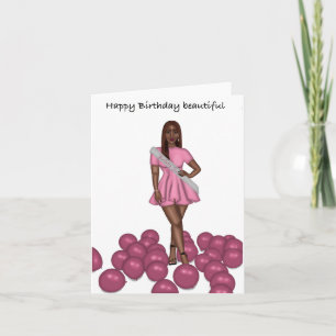 Roze verjaardagskaart kaart
