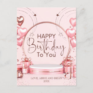 Roze Verjaardagskaart met Naam Briefkaart
