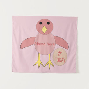 Roze verjaardagsmeisje kuiken tapestry op maat wandkleed