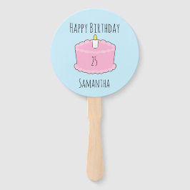 Roze verjaardagstaart handwaaier