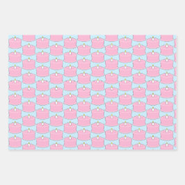 Roze verjaardagstaart inpakpapier vel