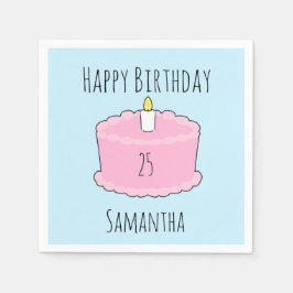 Roze verjaardagstaart servet