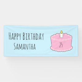 Roze verjaardagstaart spandoek