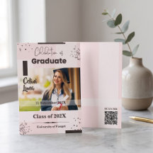 Roze Verjaardagsviering van Afstudeerfoto QR-code