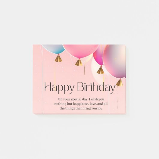 Roze verjaardagswensen post-it® notes (Voorkant)