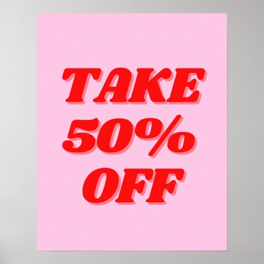Roze Verkoopteken, 50% van Verkoopteken Poster (Voorkant)