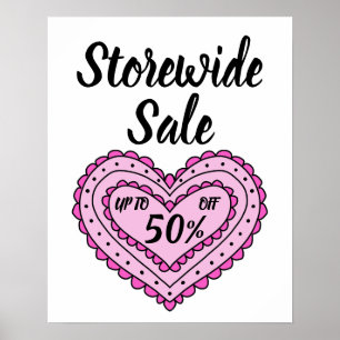 Roze Verkoopteken, Valentijnsdag Verkoop, Boetiek Poster
