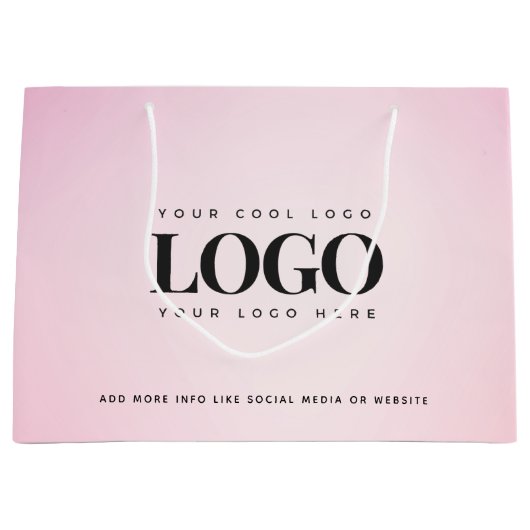 Roze Verloop Aangepast Bedrijf toevoegen Bedrijfs Groot Cadeauzakje (Voorkant)