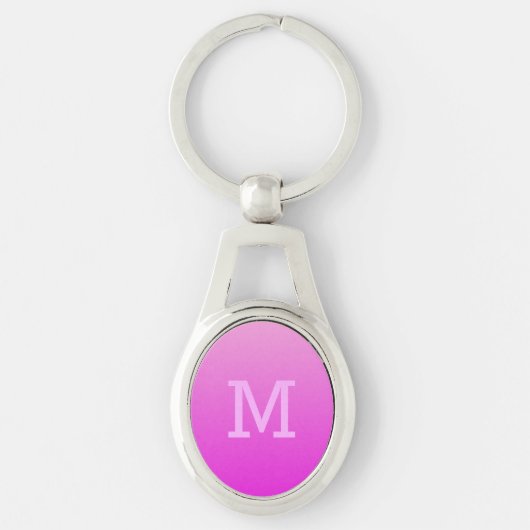 Roze verloop aangepaste monogram sleutelhanger (Voorkant)