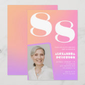 Roze verloop retro foto 88ste verjaardag kaart (Voorkant / Achterkant)