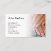 Roze verloop witte nagels door aangepaste tekst fo visitekaartje (Achterkant)