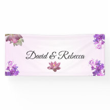 Roze Verlopen Bloem Bruilofts Banner