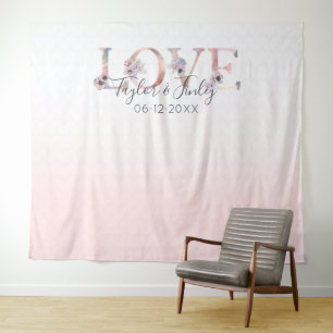 Roze Verloving Selfie Achtergrond Huwelijk Wandkleed