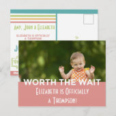 Roze, vernieuwende aankondigingen van goedkeuring aankondigingskaart (Voorkant / Achterkant)