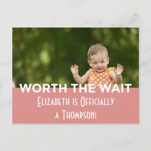 Roze, vernieuwende aankondigingen van goedkeuring aankondigingskaart (Voorkant)