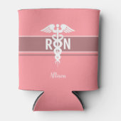 Roze Verpleegster RN Script gepersonaliseerd Blikjeskoeler (Voorkant)