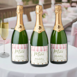 Roze vers van de markt bruidsdouche sparkling wijnetiket