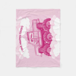 Roze versie I Love Monster Trucks Afbeelding Fleece Deken