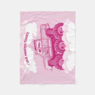 Roze versie I Love Monster Trucks Afbeelding Fleece Deken