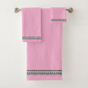 Roze versierde afwerking bad handdoek