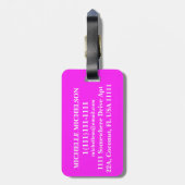 Roze Verticale Streep Button Monogrammed Bagagelabel (Achterkant verticaal)
