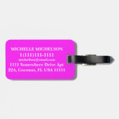 Roze Verticale Streep Button Monogrammed Bagagelabel (Achterkant horizontaal)