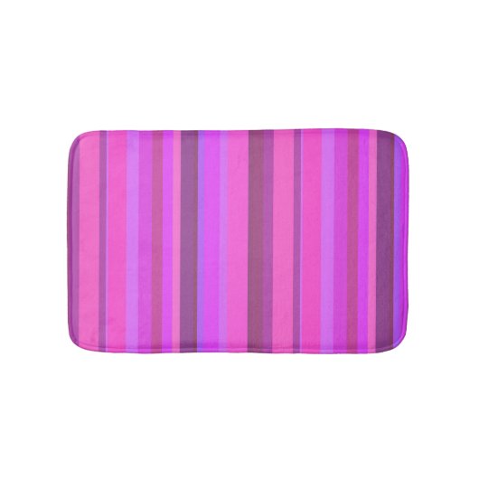 Roze verticale strepen badmat (Voorkant)