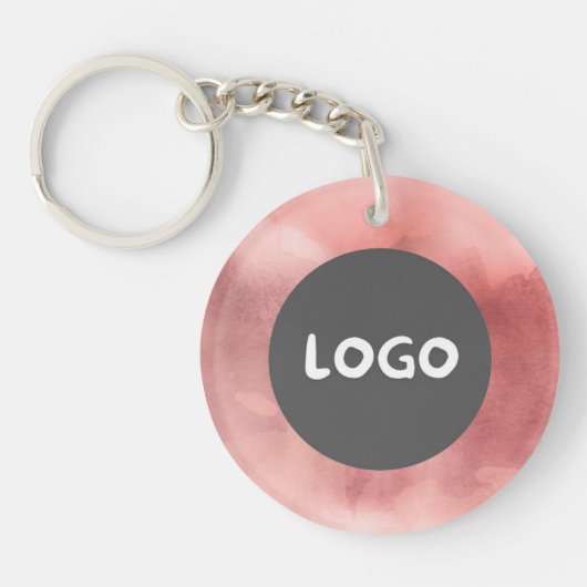 Roze & Vervaagd Roos QR Code Business Logo 2-zijdi Sleutelhanger (Voorkant)