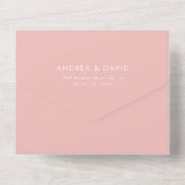 Roze Vervaagde Foto Gouden Ampersand & QR Code Huw All In One Uitnodiging (Achterkant)