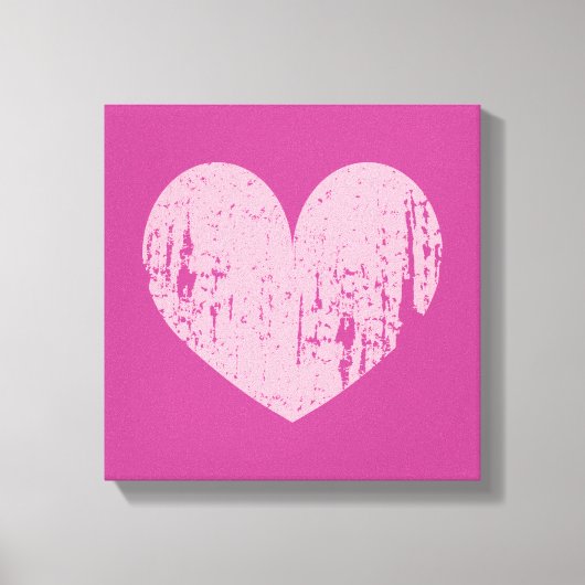 Roze verweerd hart symbool kunst canvas print (Voorkant)