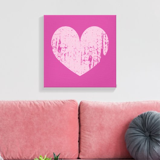 Roze verweerd hart symbool kunst canvas print (Insitu (Woonkamer))