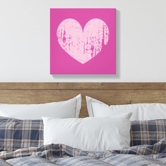 Roze verweerd hart symbool kunst canvas print (Insitu (Slaapkamer))