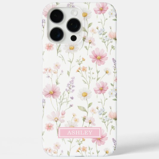 Roze verwilderde bloementuin met monogram Case-Mate iPhone case (Achterkant)