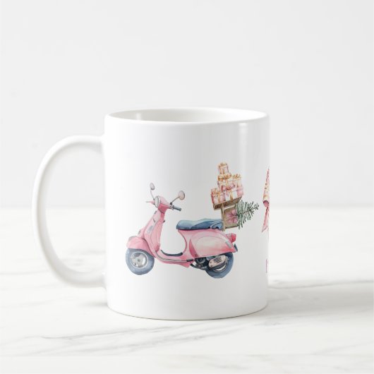 Roze Vespa Kerstshoppingtrip Koffiemok (Links)