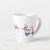 Roze Vespa Kerstshoppingtrip Latte Mok (Rechterhoek)