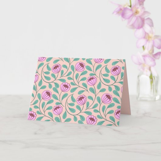 Roze vetgedrukte bloemen kaart (Orchidee)