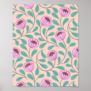 Roze vetgedrukte bloemen poster