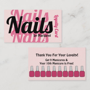 Roze Vetgedrukte Typografie Nagelsalon Loyaliteit Visitekaartje