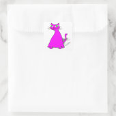 Roze vetkat vierkante sticker (Tas)