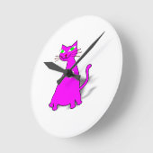 Roze Vette Kat Ronde Klok (Hoek)