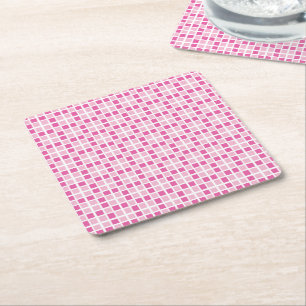 Roze viaarpatroon vierkante kartonnen onderzetter