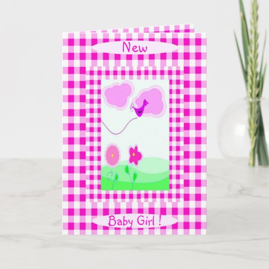 Roze, Vichy New Baby Girl aankondiging (Voorkant)