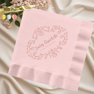 Roze Victoriaans Baby shower Folie Servetten