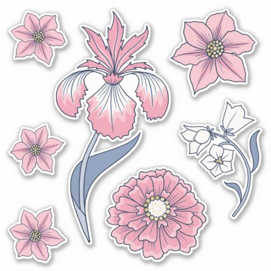 Roze Victoriaans Floral Art Sticker Pack (Voorkant)