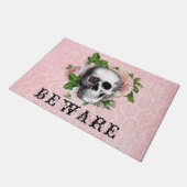Roze Victoriaans Gotische Schedel Halloween Pas op Deurmat (Schuin)