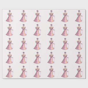 Roze Victoriaans Mode Lady Cadeaupapier