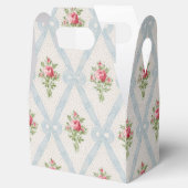 Roze Victoriaans Rozen met blauw lintrooster Bedankdoosjes (Geopend)