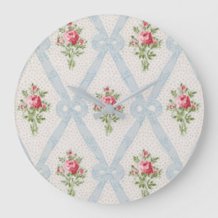 Roze Victoriaans Rozen met blauw lintrooster Grote Klok