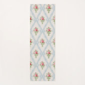 Roze Victoriaans Rozen met blauw lintrooster Yogamat (Voorkant)